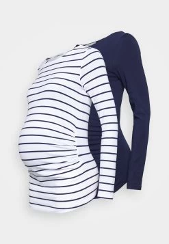 2 PackMaglietta A Manica LungaWhite/Navy Donna T-shirt E Top EX429G02P-A11 -Anna Field 23e0e89f29ac44d8803b4927a707726b