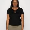Curvy Front LaceT-Shirt Basic Black Donna T-shirt E Top AX821D06O-Q11 -Anna Field 4086425c6cea4e0c88a3e747c192861e
