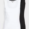 2 PackTopWhite/Black Donna T-shirt E Top ANI21D01Q-A11