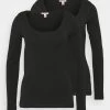 2 PackMaglietta A Manica LungaBlack Donna T-shirt E Top ANH21D00J-Q11