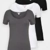 3 PackT-Shirt BasicWhite/Black/Dark Grey Donna T-shirt E Top ANH21D000-A11