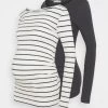 2 PackMaglietta A Manica LungaDark Grey/White Donna T-shirt E Top EX429G02P-C11