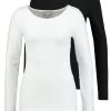 2 Pack Maglietta A Manica LungaBlack/White Donna T-shirt E Top ANH21D005-Q11