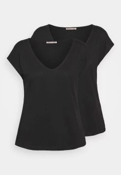 Anna Field Basic V Neck Drop Shoulder 2 Pack T-Shirt BasicBlack Donna T-shirt E Top AN621D0TS-Q12