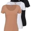 Anna Field 3 PackT-Shirt BasicWhite/Camel/Black Donna T-shirt E Top AN621D0PH-A13 -Anna Field d70f99492fd0413ca59e4b971f124e05